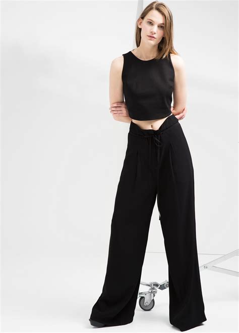 mango lace pants|mango high waisted trousers black.